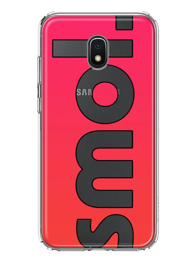 Samsung Galaxy J3 J337 Red Pink Clear Funny Text Quote Smol Hybrid Protective Phone Case Cover