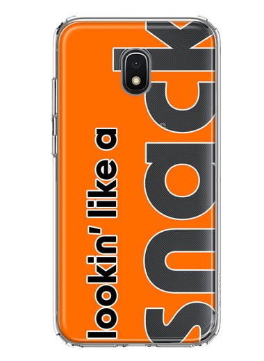 Samsung Galaxy J7 J737 Orange Clear Funny Text Quote Snack Hybrid Protective Phone Case Cover