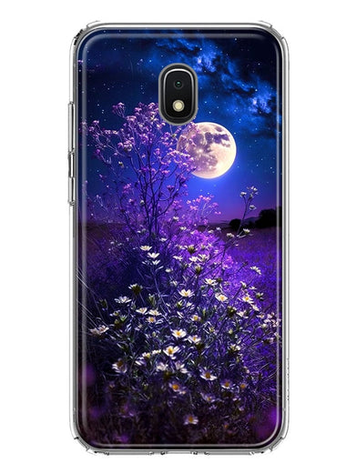 Samsung Galaxy J7 J737 Spring Moon Night Lavender Flowers Floral Hybrid Protective Phone Case Cover