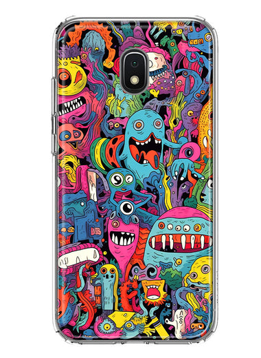 Samsung Galaxy J3 J337 Psychedelic Trippy Happy Aliens Characters Hybrid Protective Phone Case Cover