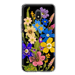Samsung Galaxy J3 J337 Blue Yellow Vintage Spring Wild Flowers Floral Hybrid Protective Phone Case Cover