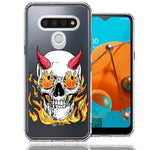 LG K51 Flamming Devil Skull Design Double Layer Phone Case Cover