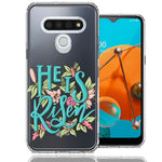 LG K51 He Is Risen Text Easter Jesus Christian Flowers Double Layer Phone Case Cover