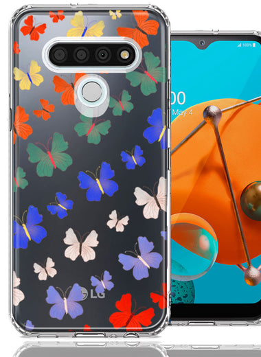 LG K51 Colorful Butterflies Design Double Layer Phone Case Cover