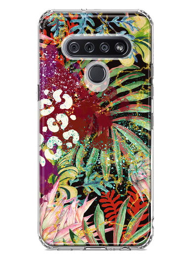 LG Stylo 6 Leopard Tropical Flowers Vacation Dreams Hibiscus Floral Hybrid Protective Phone Case Cover