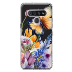 LG Stylo 6 Spring Summer Flowers Butterfly Purple Blue Lilac Floral Hybrid Protective Phone Case Cover