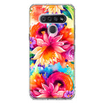 LG K51 Watercolor Paint Summer Rainbow Flowers Bouquet Bloom Floral Hybrid Protective Phone Case Cover