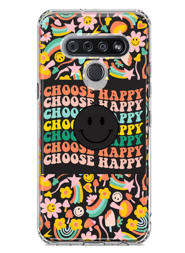 LG Stylo 6 Choose Happy Smiley Face Retro Vintage Groovy 70s Style Hybrid Protective Phone Case Cover