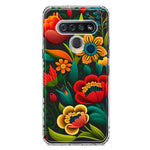 LG Stylo 6 Colorful Red Orange Folk Style Floral Vibrant Spring Flowers Hybrid Protective Phone Case Cover
