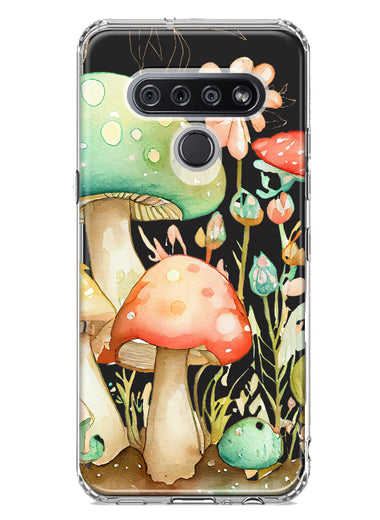 LG Stylo 6 Fairytale Watercolor Mushrooms Pastel Spring Flowers Floral Hybrid Protective Phone Case Cover