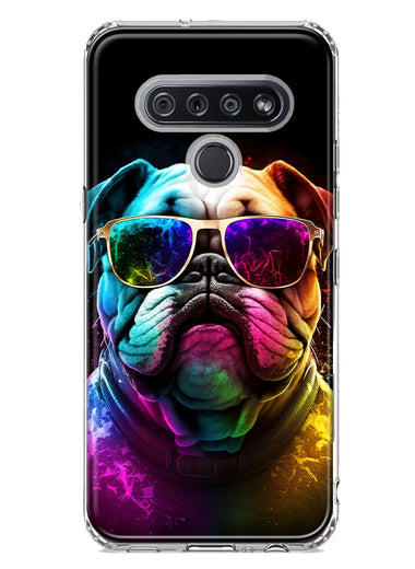 LG K51 Neon Rainbow Glow Bulldog Hybrid Protective Phone Case Cover