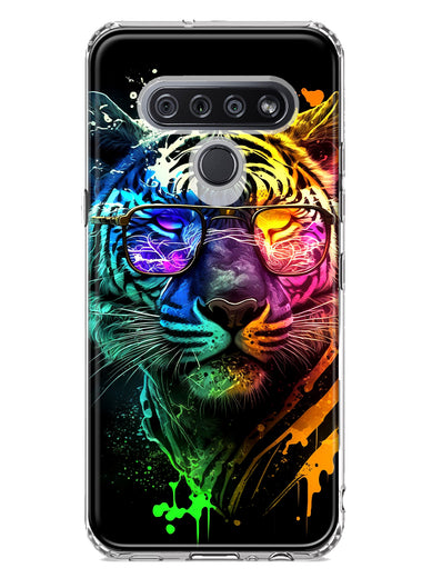 LG K51 Neon Rainbow Swag Tiger Hybrid Protective Phone Case Cover