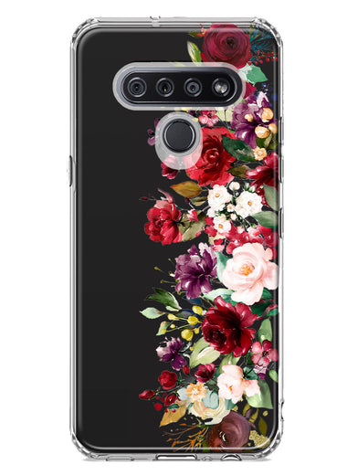 LG Stylo 6 Red Summer Watercolor Floral Bouquets Ruby Flowers Hybrid Protective Phone Case Cover