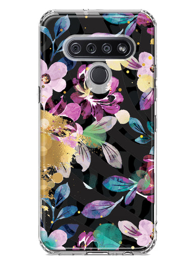 LG K51 Zebra Stripes Tropical Flowers Purple Blue Summer Vibes Hybrid Protective Phone Case Cover