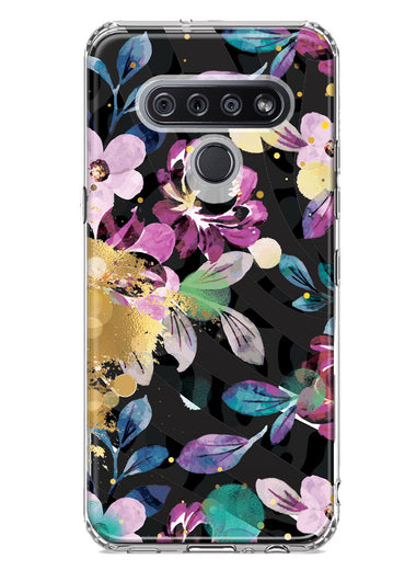 LG Stylo 6 Zebra Stripes Tropical Flowers Purple Blue Summer Vibes Hybrid Protective Phone Case Cover
