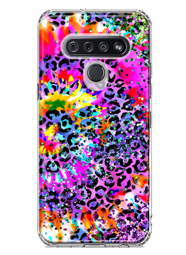 LG Stylo 6 Vibrant Pink Purple Tie Dye Summer Leopard Swirl Rainbow Hybrid Protective Phone Case Cover