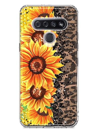 LG Stylo 6 Yellow Summer Sunflowers Brown Leopard Honeycomb Hybrid Protective Phone Case Cover