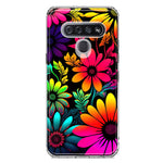 LG K51 Neon Rainbow Glow Colorful Abstract Flowers Floral Hybrid Protective Phone Case Cover