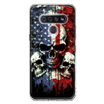 LG K51 American USA Flag Skulls Blue Red Double Layer Phone Case Cover