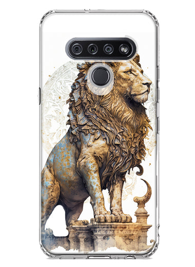 LG K51 Ancient Lion Sculpture Hybrid Protective Phone Case Cover
