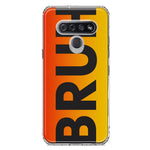 LG Stylo 6 Orange Red Clear Funny Text Quote Bruh Hybrid Protective Phone Case Cover