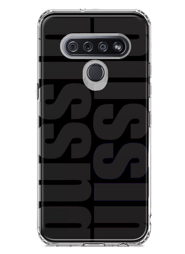 LG Stylo 6 Black Clear Funny Text Quote Bussin Hybrid Protective Phone Case Cover