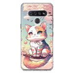 LG Stylo 6 Kawaii Manga Pink Cherry Blossom Cute Cat Hybrid Protective Phone Case Cover