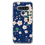 LG Stylo 6 Kawaii Japanese Pink Cherry Blossom Navy Blue Hybrid Protective Phone Case Cover