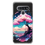 LG K51 Kawaii Manga Pink Cherry Blossom Japanese Sky Floral Ocean Hybrid Protective Phone Case Cover