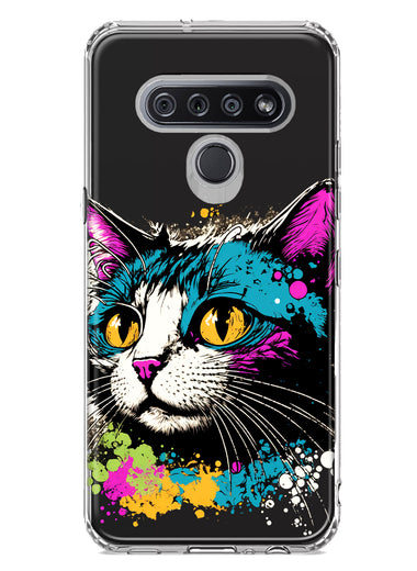 LG K51 Cool Cat Oil Paint Pop Art Hybrid Protective Phone Case Cover