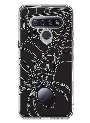 LG K51 Creepy Black Spider Web Halloween Horror Spooky Hybrid Protective Phone Case Cover