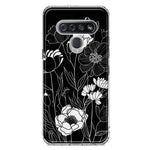 LG K51 Line Drawing Art White Floral Flowers Hybrid Protective Phone Case Cover