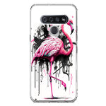 LG K51 Pink Flamingo Painting Graffiti Hybrid Protective Phone Case Cover