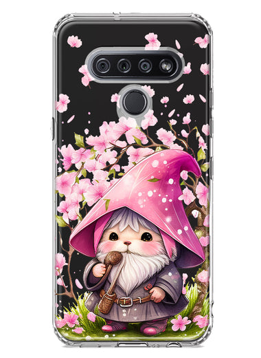 LG K51 Cute Pink Cherry Blossom Gnome Spring Floral Flowers Double Layer Phone Case Cover