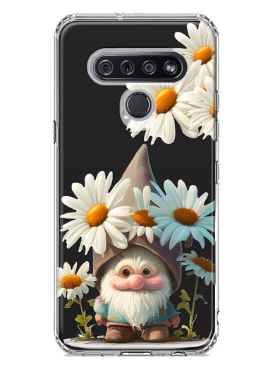 LG Stylo 6 Cute Gnome White Daisy Flowers Floral Hybrid Protective Phone Case Cover