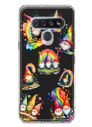 LG K51 Colorful Neon Glow Rainbow Gnomes Painting Hybrid Protective Phone Case Cover