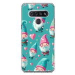 LG K51 Turquoise Pink Hearts Gnomes Hybrid Protective Phone Case Cover