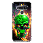 LG K51 Green Flaming Skull Burning Fire Double Layer Phone Case Cover