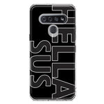 LG Stylo 6 Black Clear Funny Text Quote Hella Sus Hybrid Protective Phone Case Cover