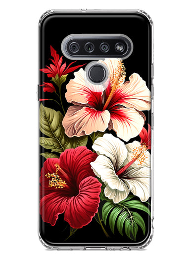 LG K51 Pink Red Hibiscus Wild Flowers Floral Hybrid Protective Phone Case Cover