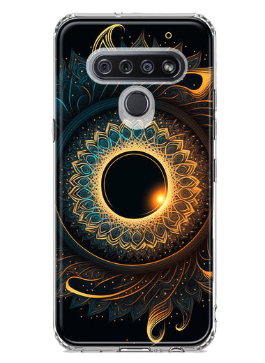 LG Stylo 6 Mandala Geometry Abstract Eclipse Pattern Hybrid Protective Phone Case Cover