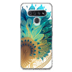 LG K51 Mandala Geometry Abstract Peacock Feather Pattern Hybrid Protective Phone Case Cover