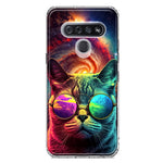 LG K51 Neon Rainbow Galaxy Cat Hybrid Protective Phone Case Cover