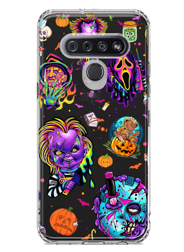 LG K51 Cute Halloween Spooky Horror Scary Neon Characters Hybrid Protective Phone Case Cover