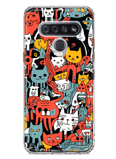 LG K51 Psychedelic Cute Cats Friends Pop Art Hybrid Protective Phone Case Cover