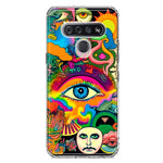 LG Stylo 6 Neon Rainbow Psychedelic Trippy Hippie Multiple Eyes Hybrid Protective Phone Case Cover