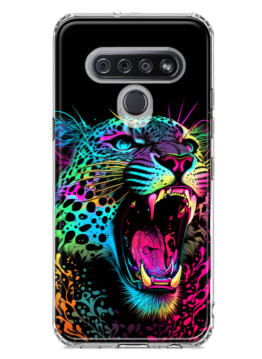 LG K51 Neon Rainbow Glow Colorful Leopard Hybrid Protective Phone Case Cover