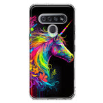 LG K51 Neon Rainbow Glow Unicorn Floral Hybrid Protective Phone Case Cover