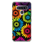 LG K51 Neon Rainbow Glow Sunflowers Colorful Floral Pink Purple Double Layer Phone Case Cover