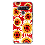 LG K51 Yellow Sunflowers Polkadot on Red Double Layer Phone Case Cover